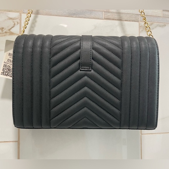 Luxury Quilted envelope Shoulder Bag Black chain strap crossbody - Picture 5 of 12